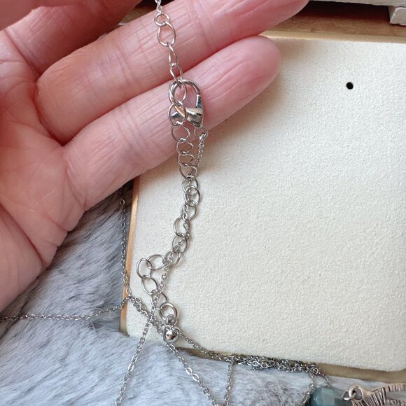 Antique Silver Celestial Moon and Star with Turquoise and Crystal Necklace - Picture 4 of 6